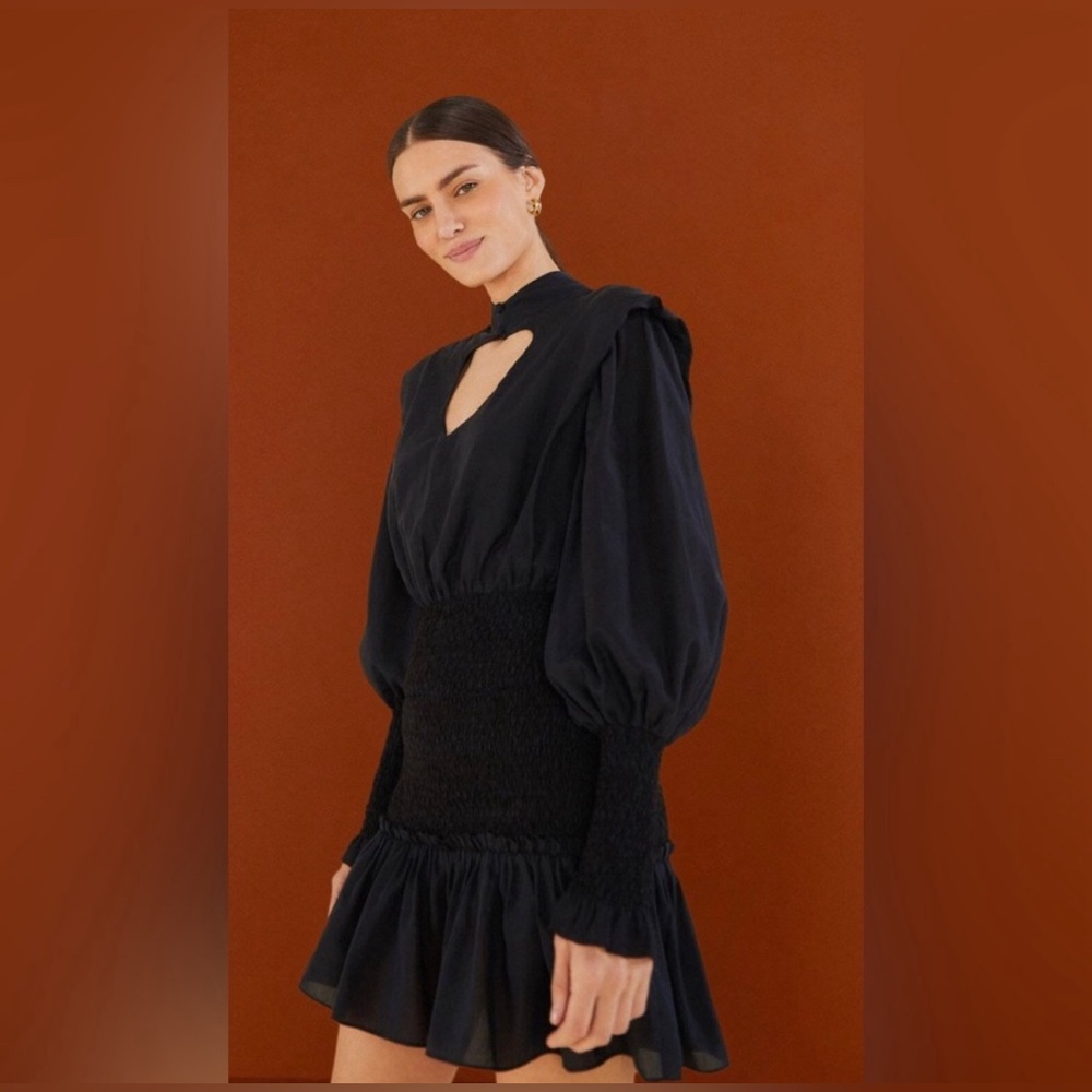Farm Rio black heart mini smocked dress